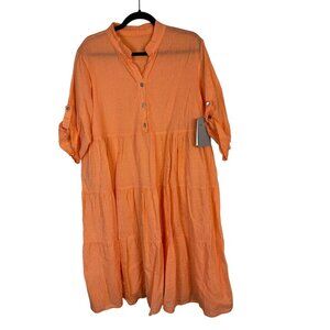 NEW Catherine Lillywhites Made In Italy Midi Dress OS M L Tiered Prairie Orange